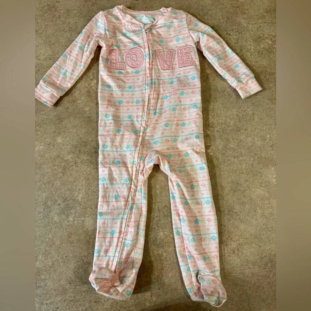 Baybe Bee - Pink Striped  Love Kids One Piece, Size 12M